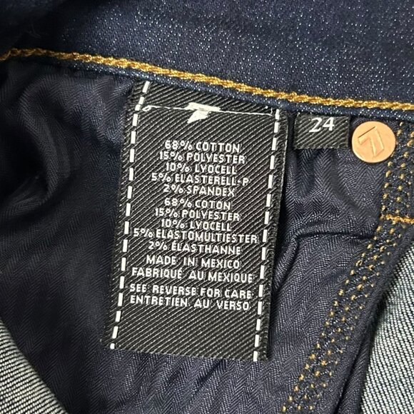 NWT 7 For All Mankind The Ankle Skinny Midrise Scallop Fray Hem Dark Wash Sz 24 - Picture 8 of 8